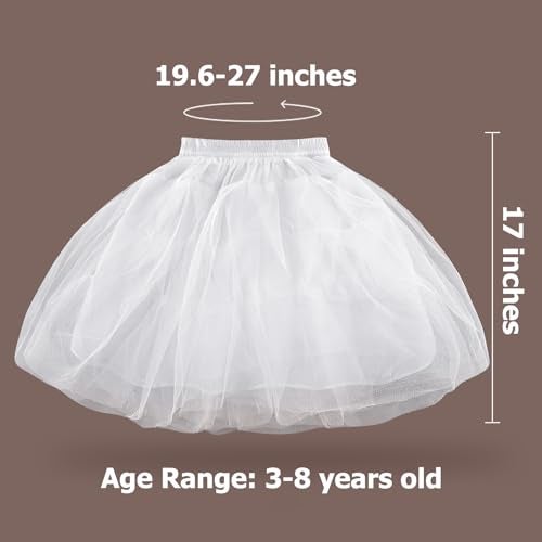 LULUSILK Girl's Hoopless Petticoat Crinoline with 3 Layers, Flower Girl Underskirt, White - Image 2