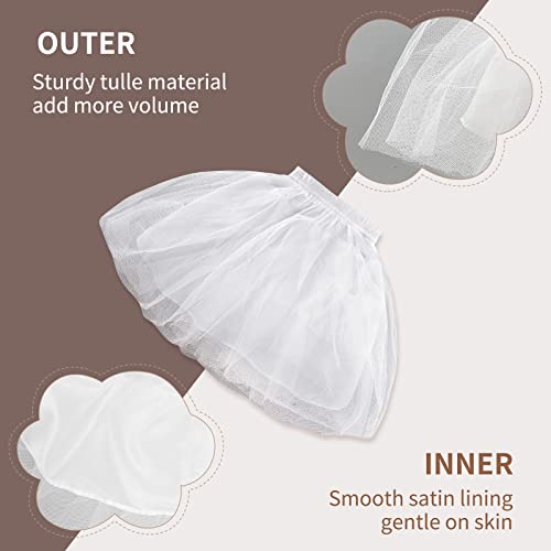 LULUSILK Girl's Hoopless Petticoat Crinoline with 3 Layers, Flower Girl Underskirt, White - Image 3