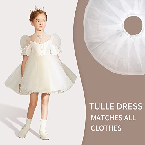 LULUSILK Girl's Hoopless Petticoat Crinoline with 3 Layers, Flower Girl Underskirt, White - Image 5