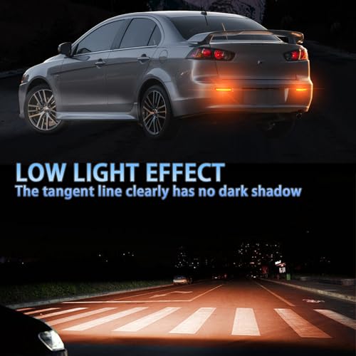 PGTOPONE DRL Red LED Rear Fog Light Reflector,Function as Daytime Running Light&Amber Sequential Turn Signal&Brake Light Compatible with Mitsubishi Lancer Evolution X Outlander (Smoke Style) - Image 3