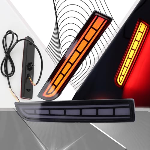 PGTOPONE DRL Red LED Rear Fog Light Reflector,Function as Daytime Running Light&Amber Sequential Turn Signal&Brake Light Compatible with Mitsubishi Lancer Evolution X Outlander (Smoke Style) - Image 5