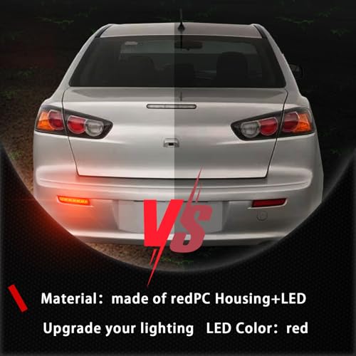 PGTOPONE DRL Red LED Rear Fog Light Reflector,Function as Daytime Running Light&Amber Sequential Turn Signal&Brake Light Compatible with Mitsubishi Lancer Evolution X Outlander (Smoke Style) - Image 4