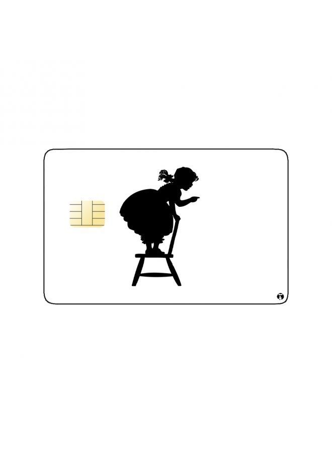 RKN PRINTED BANK CARD STICKER Cute Girl On A Chair Drawing - Image 1