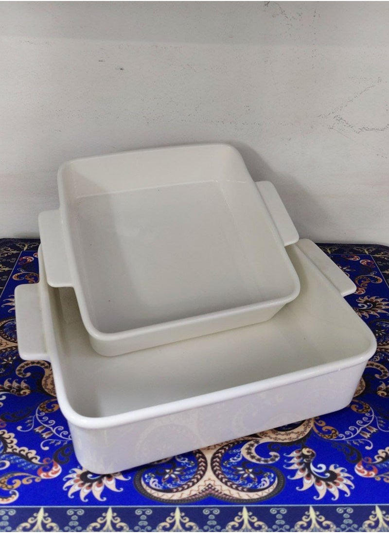 ماركة غير محددة طاجن بورسلين حراري مربع 2 يد  بيدخل فرن و ميكرويف وغساله اطباق ونار مباشرمقاس 20*16 ومقاس 20*24  - Image 2