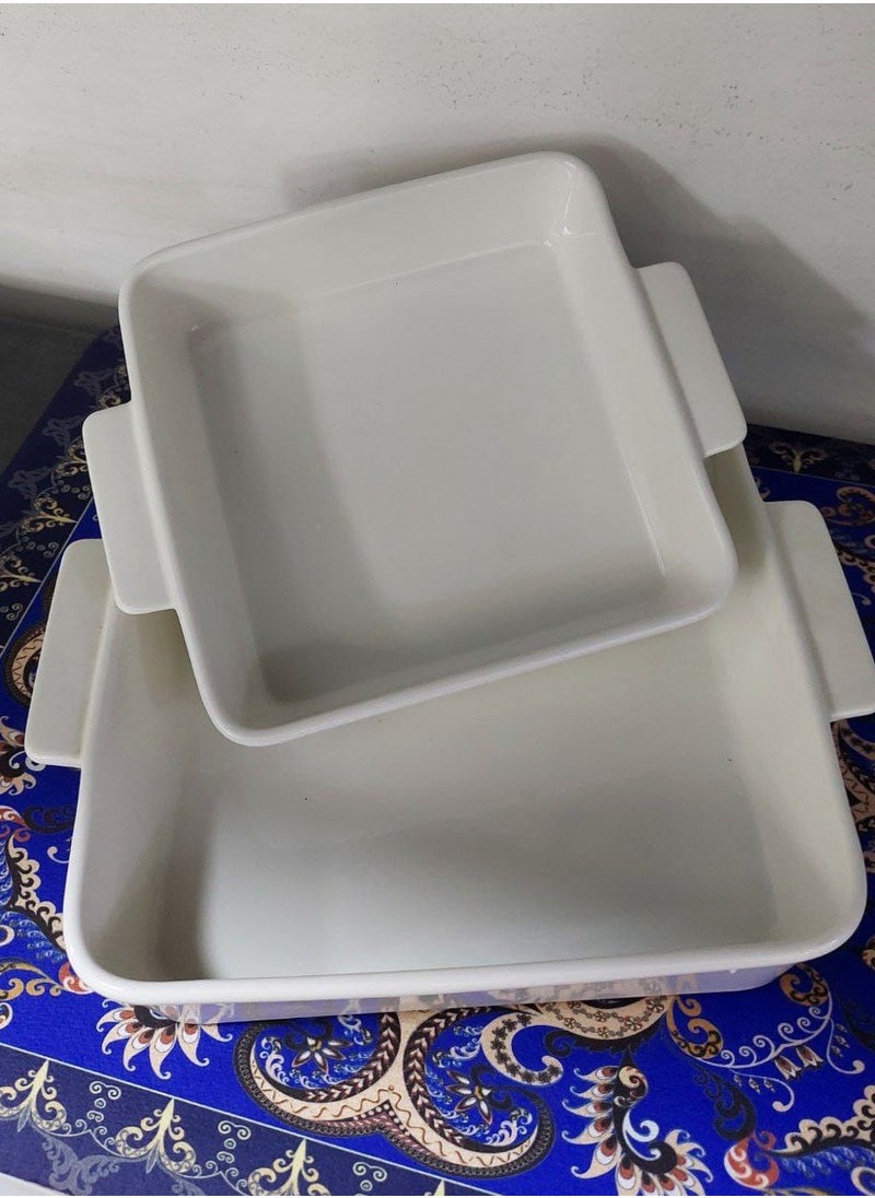 ماركة غير محددة طاجن بورسلين حراري مربع 2 يد  بيدخل فرن و ميكرويف وغساله اطباق ونار مباشرمقاس 20*16 ومقاس 20*24  - Image 3