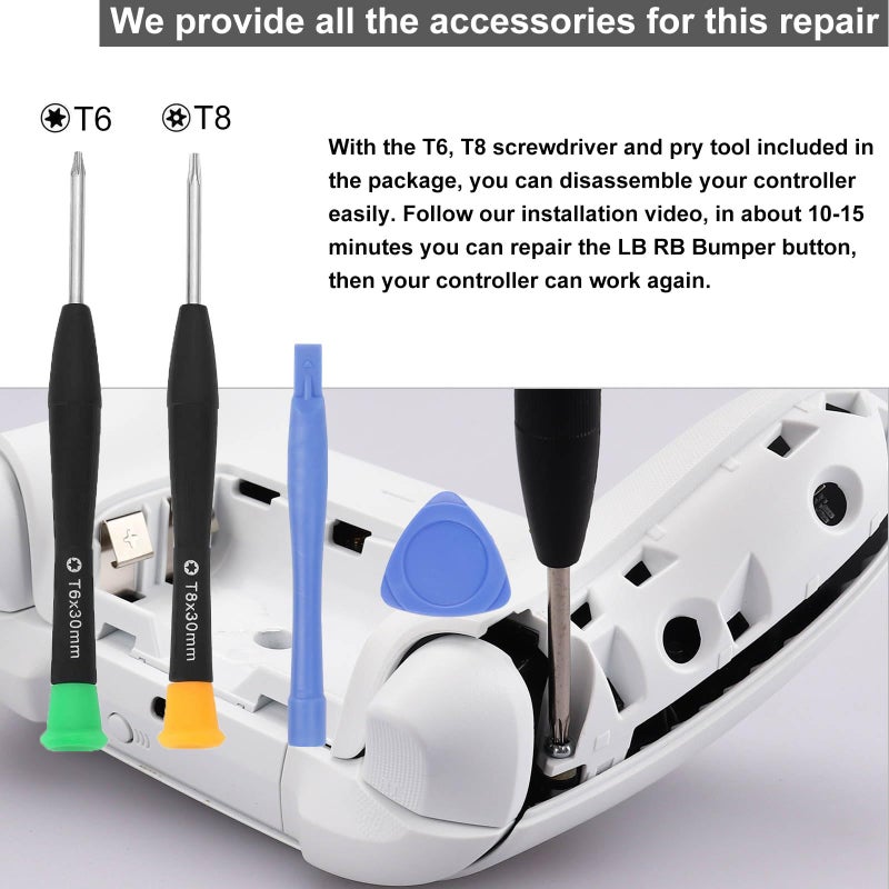 Ikpek 2 Pack Bumpers Replacement LB RB Button for Xbox Series X/S Controllers, White Shoulder Trigger Buttons Top Middle Bracket for Xbox Series Controller - Image 5