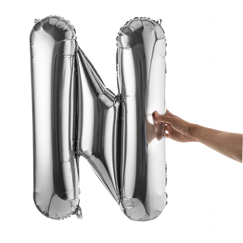 Restaurantware-Balloonify 40 Inch Letter Balloon, 1 Large Alphabet Party Balloon - Letter N, Self-Sealing, Silver Foil Mylar Balloon, Hanging Loop, Decoration For Birthday, Wedding, Or Graduation - Image 2