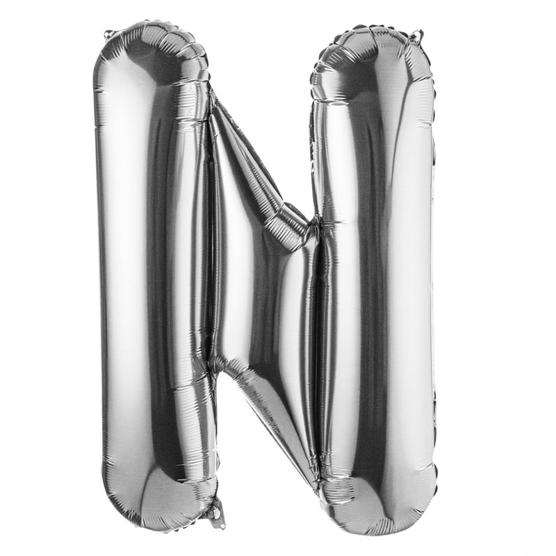 Restaurantware-Balloonify 40 Inch Letter Balloon, 1 Large Alphabet Party Balloon - Letter N, Self-Sealing, Silver Foil Mylar Balloon, Hanging Loop, Decoration For Birthday, Wedding, Or Graduation - Image 1