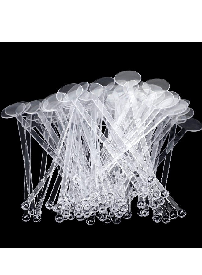 SYOSI Disposable Cocktail Swizzle Sticks, Clear Plastic Stirrers with Disc Top 7 Inches Drinks Mixing Rod for Coffee Cocktail Beverage (50Pcs) - Image 4