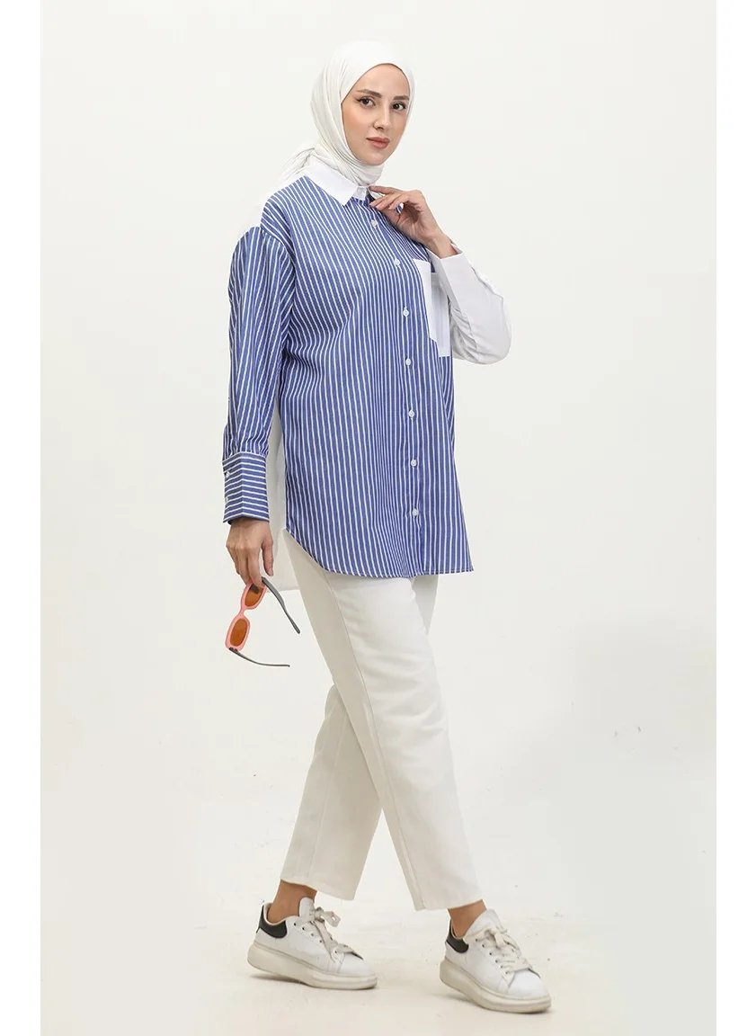 Sefa Merve Garnished Striped Shirt 4814-01 Saks