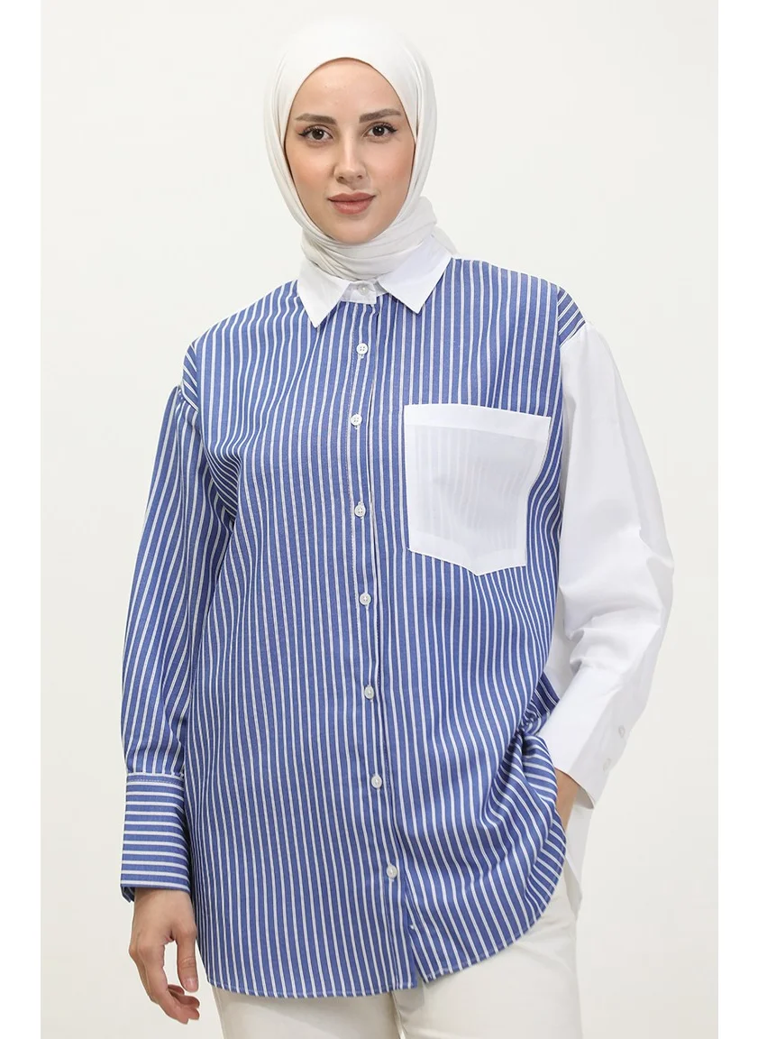 Sefa Merve Garnished Striped Shirt 4814-01 Saks