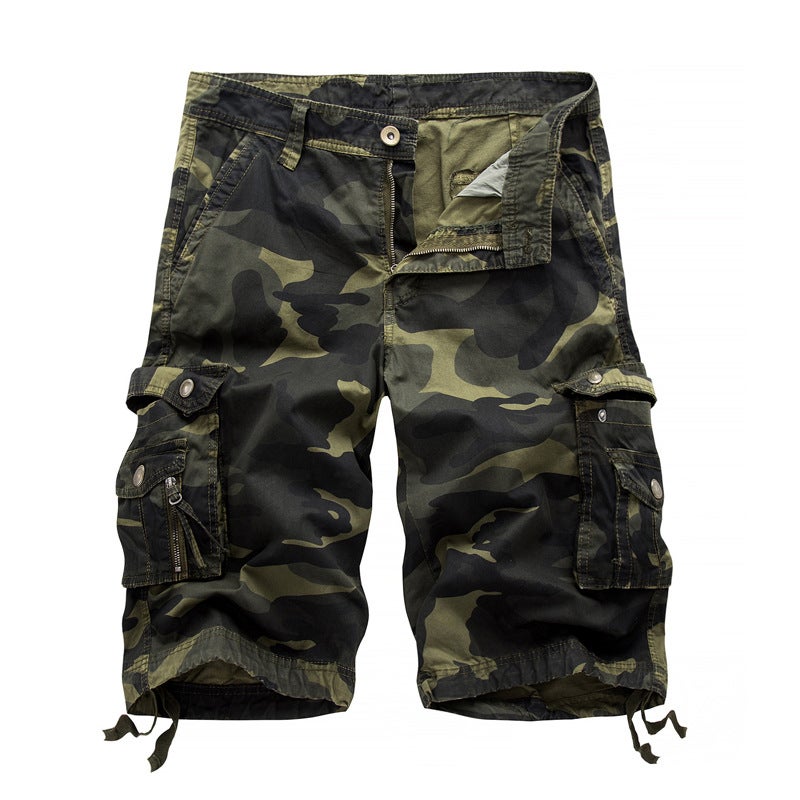 Men'S Fat Boy Loose Casual Overalls Camouflage Shorts Large Size Multi-Pocket Five-Point Pants 083 Super Large Size - Image 1
