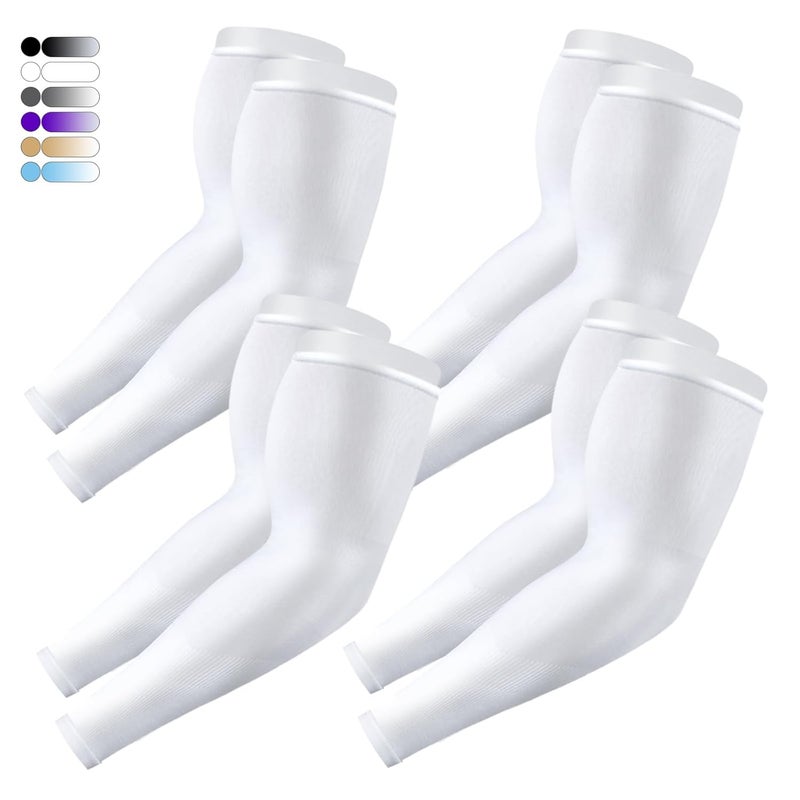 Feeke Arm Sleeves for Men and Women, UV Protection Cooling Arm Sleeves, 4-Pairs Anti-Slip Compression Sun Sleeves - Image 1