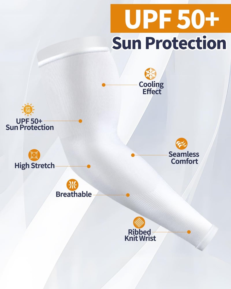 Feeke Arm Sleeves for Men and Women, UV Protection Cooling Arm Sleeves, 4-Pairs Anti-Slip Compression Sun Sleeves - Image 2