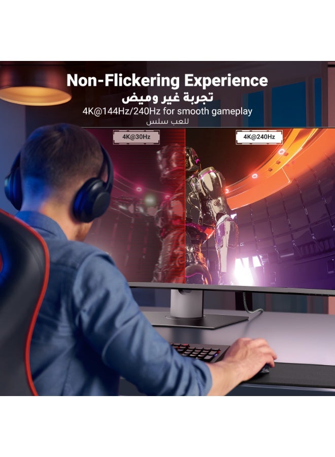 يو جرين 8K USB C to DisplayPort Cable 1M, Type C Thunderbolt 3/4 to DP Cable 8K@60HZ,4K@240HZ/144HZ/120HZ,2K@360HZ, for iPhone 17/16 Series, Macbook Pro/Air,Galaxy S23/23+,iPad Pro/Air/Mini,Dell XPS - Image 3