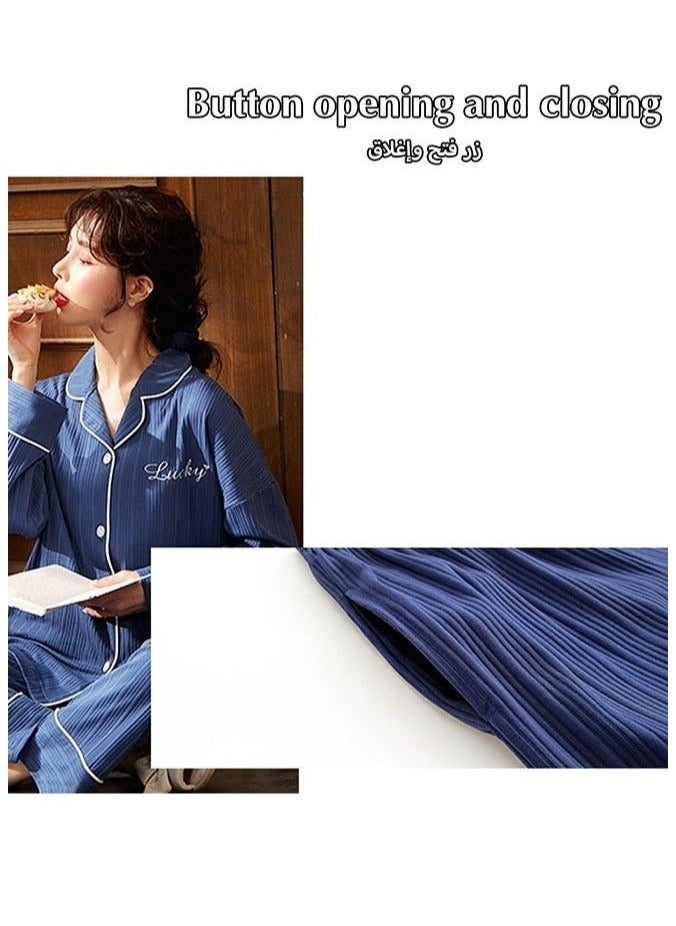 NIBEMINENT 2-Piece Set Of Unisex Pajamas Pure Cotton Long Sleeved Pants For Couples' Home Wear Fashion Casual Family  - Image 5