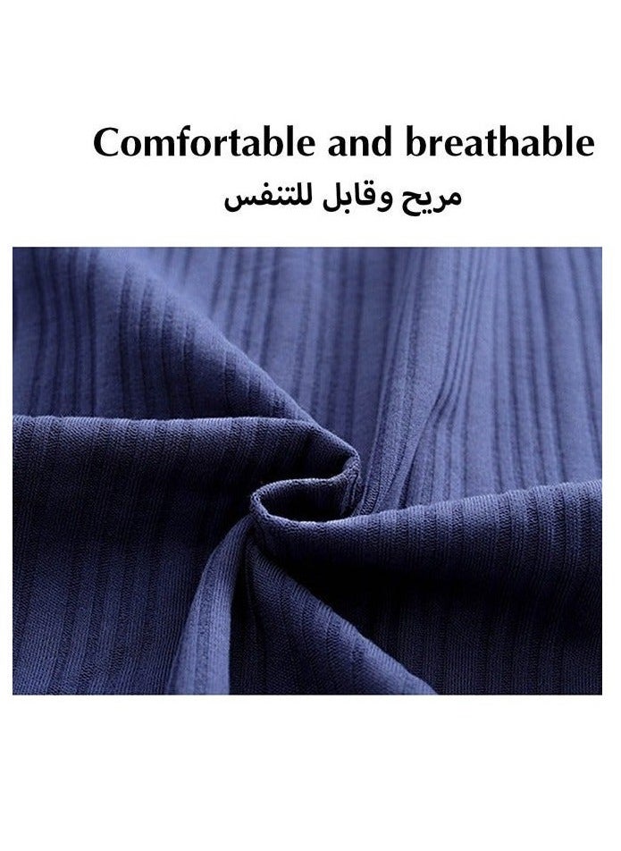 NIBEMINENT 2-Piece Set Of Unisex Pajamas Pure Cotton Long Sleeved Pants For Couples' Home Wear Fashion Casual Family  - Image 4