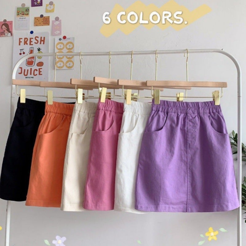 Pure Cotton Safety Pants Candy-Colored Women''s Skirt 2026 Summer New Large Size High-Waisted Student A-Line Short Skirt - Image 2
