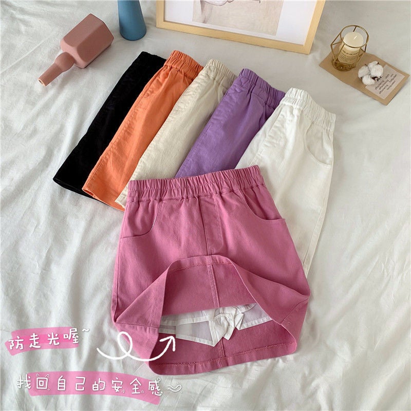 Pure Cotton Safety Pants Candy-Colored Women''s Skirt 2026 Summer New Large Size High-Waisted Student A-Line Short Skirt - Image 3