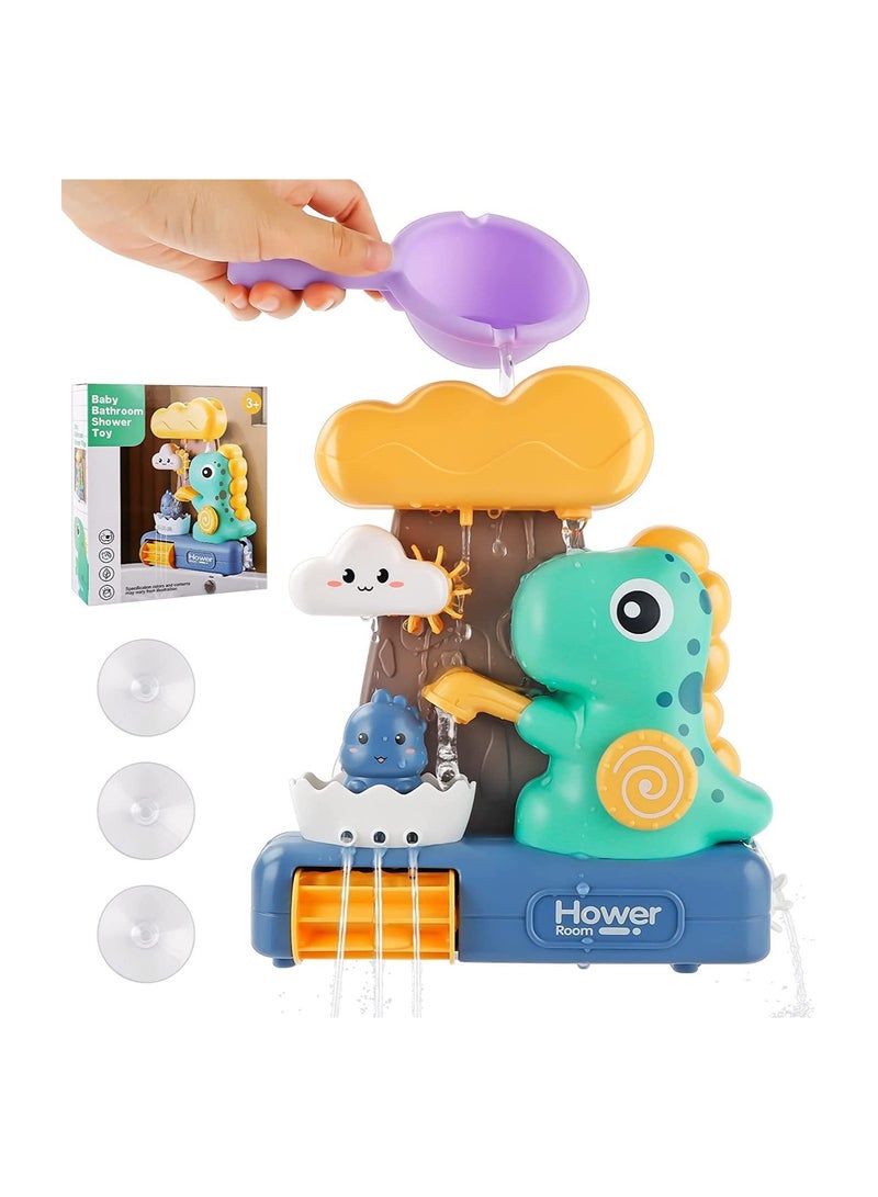 KASTWAVE Baby Bath Toys, Bathtub Toys Cute Dinosaur Shower Waterfall Water Station Toy with Cup, Dinosaur Bath Toys for Bath Tub Wall and Bathroom Shower Swimming Pool Outdoor Sprinkler Toy - Image 1