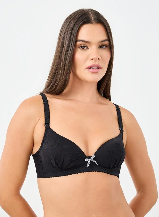 ستايلي Styli Pack of 2 - Padded Wired Tonal Jacquard Pattern Bra
