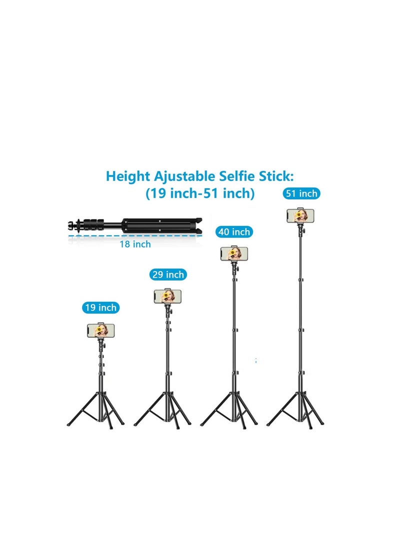 Selfie Stick Tripod 51" Extendable Cell Phone Tripod with Wireless Bluetooth Remote for iPhone, Android Phone & Cameras, Premium Aluminum Alloy Lightweight  - Image 2