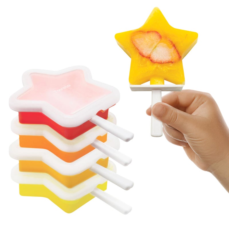 Tovolo Stackable Popsicle Molds with Sticks, 4-Pack, Star Shaped Pop Molds with Lid, Reusable Silicone Ice Pop Maker for Kids, Homemade Frozen Snacks & Treats, Easy Release, BPA-Free, Dishwasher Safe - Image 1