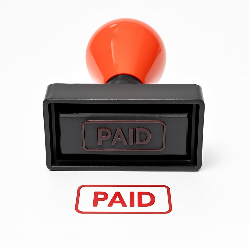 ACGL Self Inking Pre-Ink Pocket Paid Stamp – Compact, Heavy Duty, Fast & Clear Imprint, Office & Business Use (Red Ink) - Image 1