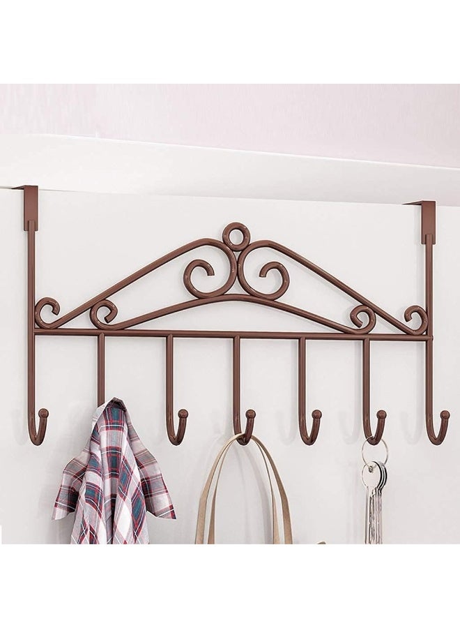 Clothes Hangers Over Door - Non Slip Metal Clothes Hangers, Heavy Duty Coat and Clothes Hangers, Metal Laundry Hangers for Adults - Clothes Hanger Door Hanger - Bathroom and Bedroom Door Hanger - Door Hanger - Over Door Metal Hanger with 7 Hooks Organizer for Towels, Clothes, Keys, Robes, Hats - Metal Hangers Over Door with 7 Hooks, Suitable for Towels, Coats, Clothes, Hats, Bedroom, Bathroom - Door Coat Hangers Over Door Towel Rack for Hats, Coats, Jackets, Bags, Scarves, Belt, Umbrellas - Image 1