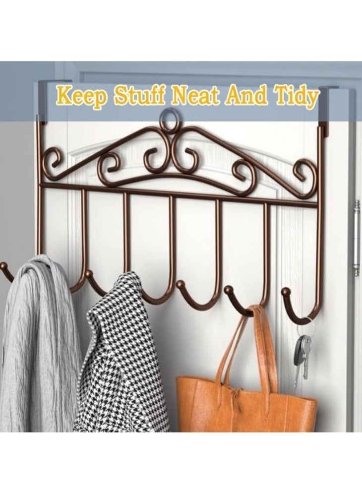 Clothes Hangers Over Door - Non Slip Metal Clothes Hangers, Heavy Duty Coat and Clothes Hangers, Metal Laundry Hangers for Adults - Clothes Hanger Door Hanger - Bathroom and Bedroom Door Hanger - Door Hanger - Over Door Metal Hanger with 7 Hooks Organizer for Towels, Clothes, Keys, Robes, Hats - Metal Hangers Over Door with 7 Hooks, Suitable for Towels, Coats, Clothes, Hats, Bedroom, Bathroom - Door Coat Hangers Over Door Towel Rack for Hats, Coats, Jackets, Bags, Scarves, Belt, Umbrellas - Image 5