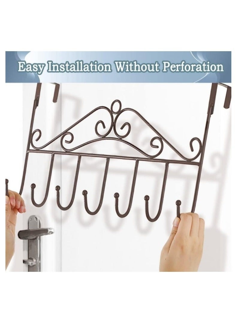 Clothes Hangers Over Door - Non Slip Metal Clothes Hangers, Heavy Duty Coat and Clothes Hangers, Metal Laundry Hangers for Adults - Clothes Hanger Door Hanger - Bathroom and Bedroom Door Hanger - Door Hanger - Over Door Metal Hanger with 7 Hooks Organizer for Towels, Clothes, Keys, Robes, Hats - Metal Hangers Over Door with 7 Hooks, Suitable for Towels, Coats, Clothes, Hats, Bedroom, Bathroom - Door Coat Hangers Over Door Towel Rack for Hats, Coats, Jackets, Bags, Scarves, Belt, Umbrellas - Image 3