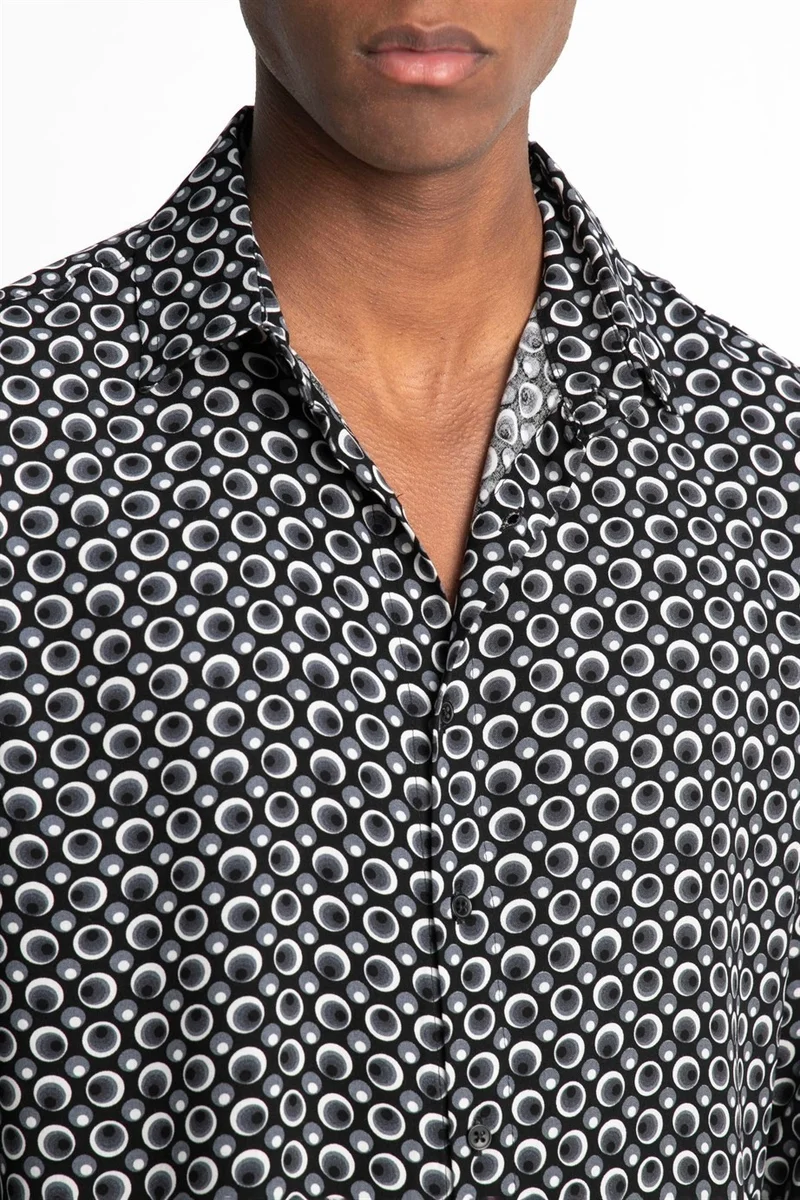 تودورس Slim Fit Slim Fit Long Sleeve Printed Pattern Viscose Tencel Sports Men's Shirt -