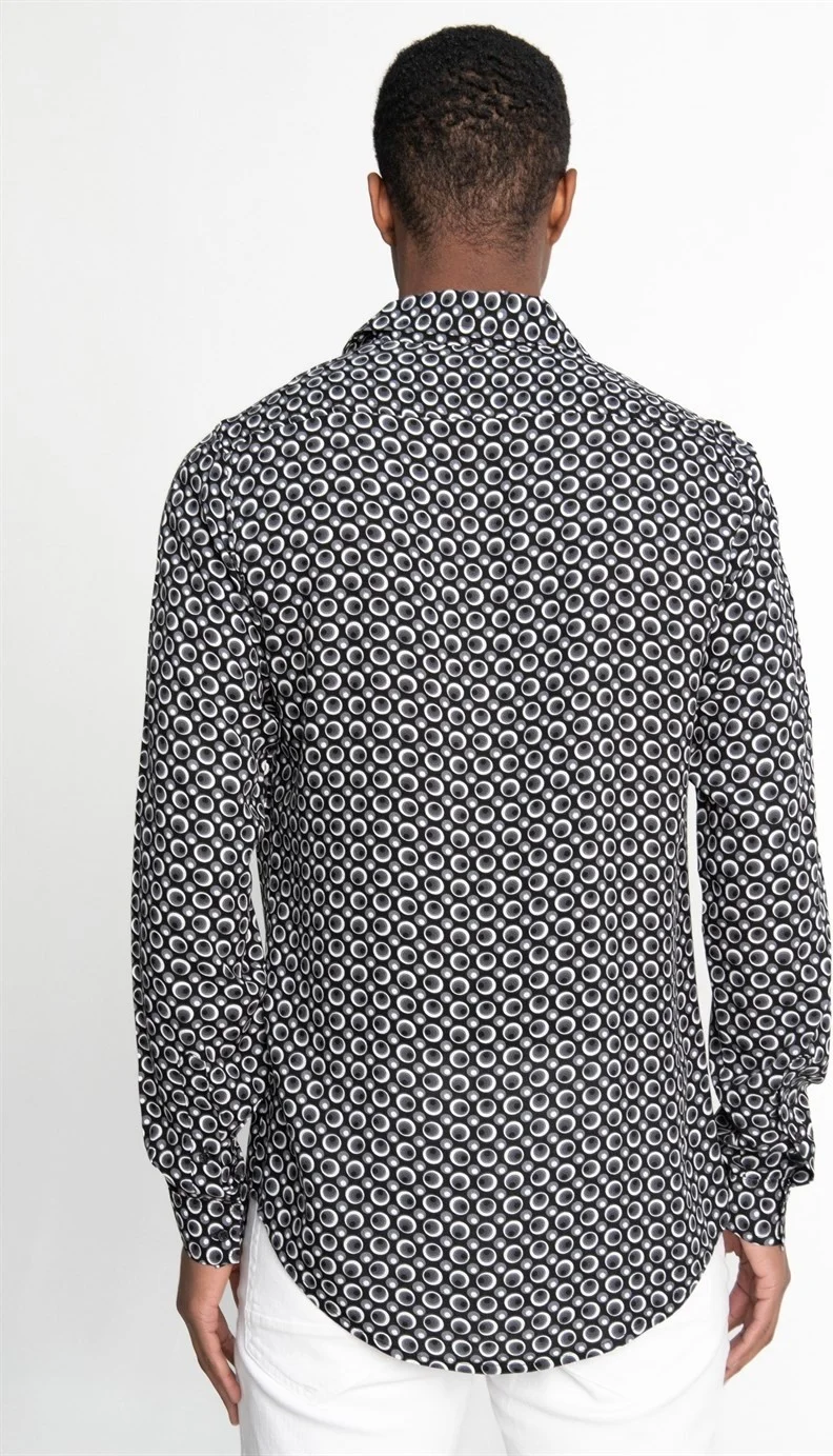 تودورس Slim Fit Slim Fit Long Sleeve Printed Pattern Viscose Tencel Sports Men's Shirt -