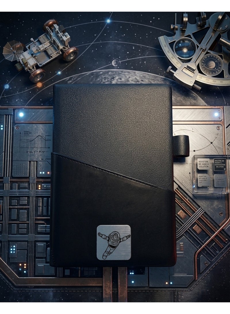 Black Leather Notebook with Buzz Lightyear Design – Premium A5 Journal for Daily Writing & Office Use - Image 3
