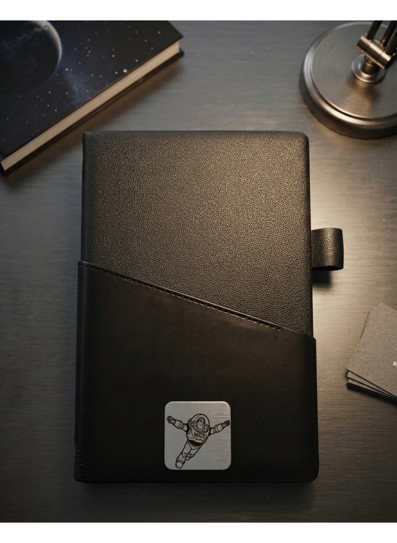 Black Leather Notebook with Buzz Lightyear Design – Premium A5 Journal for Daily Writing & Office Use - Image 2