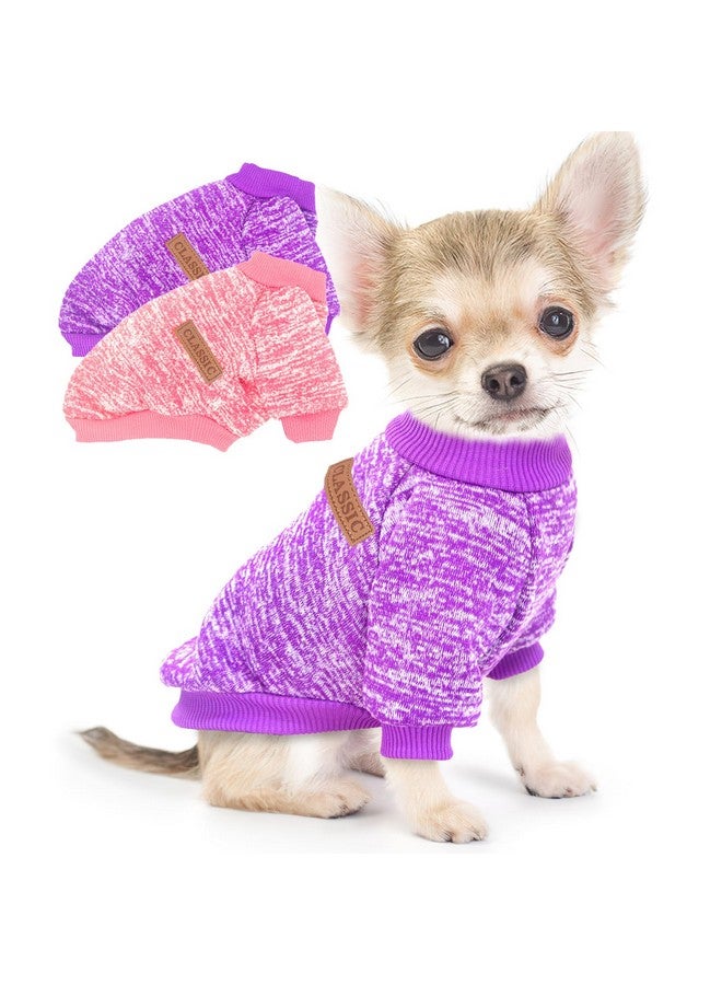 قطعتان من سترات الكلاب للكلاب الصغيرة لفصل الخريف والشتاء، ملابس الكلاب من الصوف النسائي، سترة جرو دافئة سميكة، سترة للكلاب الصغيرة للأولاد والبنات، مقاس XXS - Image 1