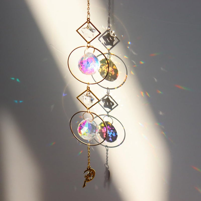 HASTHIP ® Sun Catcher Hanging for Home Decor 12.9 inches Hanging Multi-faceted Dazzling Star Charm Reflective Colorful Sun Catcher Sun Light Catcher Shining Hanging for Room Decor - Image 1