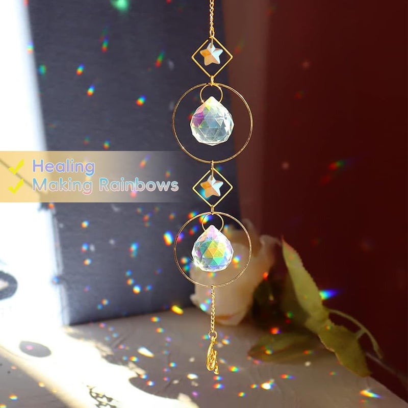 HASTHIP ® Sun Catcher Hanging for Home Decor 12.9 inches Hanging Multi-faceted Dazzling Star Charm Reflective Colorful Sun Catcher Sun Light Catcher Shining Hanging for Room Decor - Image 4