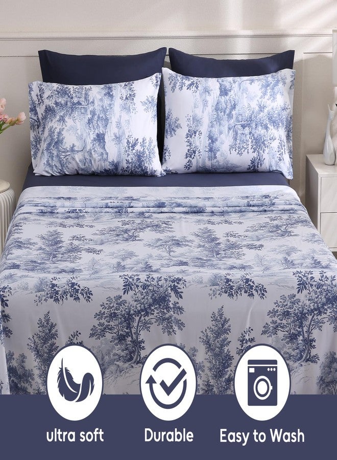 LONAVA Solid and Printed California King Size Bed Sheet Set - 6-Piece, Includes Solid Fitted Sheet, Solid Pillowcases, OEKOTEX Certified, 100% Brushed Microfiber, Comfortable and Breathable, G24059 - Image 5