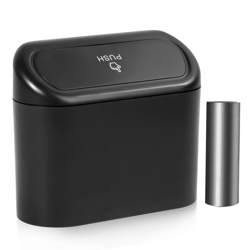 NBTEPEM Car Trash Can with Lid, Mini Auto Garbage Can with 30 Trash Bags, Leakproof Automotive Garbage Container Bin, Multipurpose Organizers and Storage for Car, Home, Office (Black) - Image 1