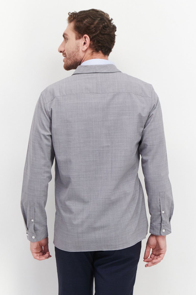 SELECTED Men Regular Fit Solid Casual Blazer, Grey - Image 3