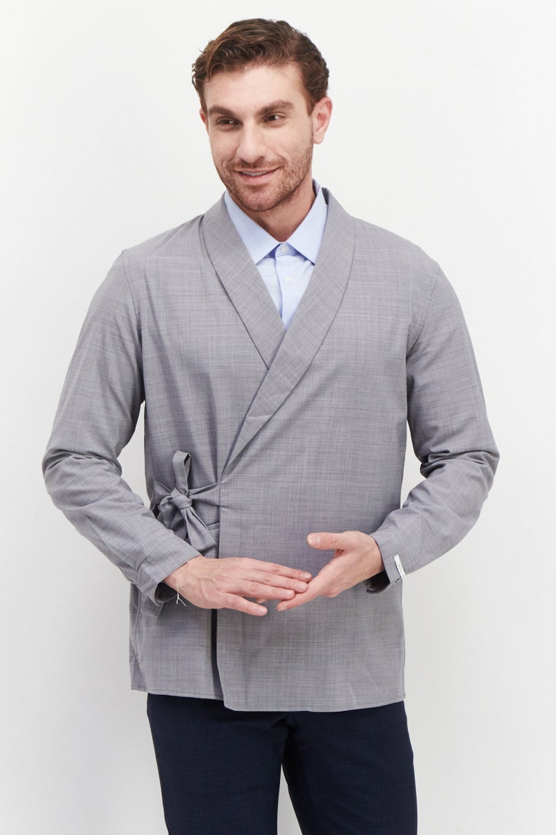 SELECTED Men Regular Fit Solid Casual Blazer, Grey - Image 1
