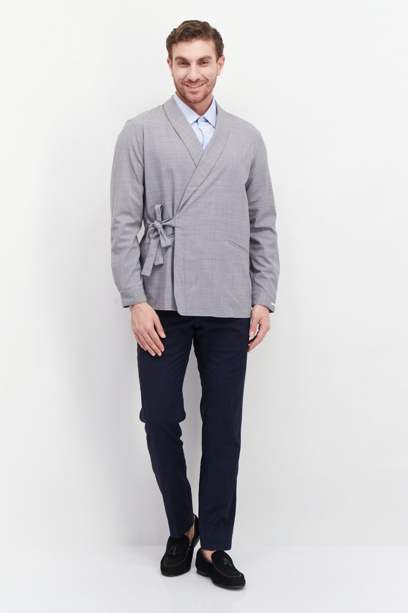SELECTED Men Regular Fit Solid Casual Blazer, Grey - Image 4