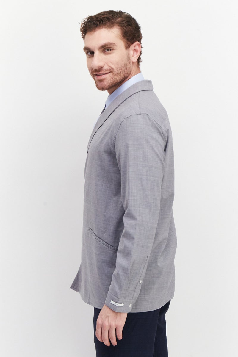 SELECTED Men Regular Fit Solid Casual Blazer, Grey - Image 2