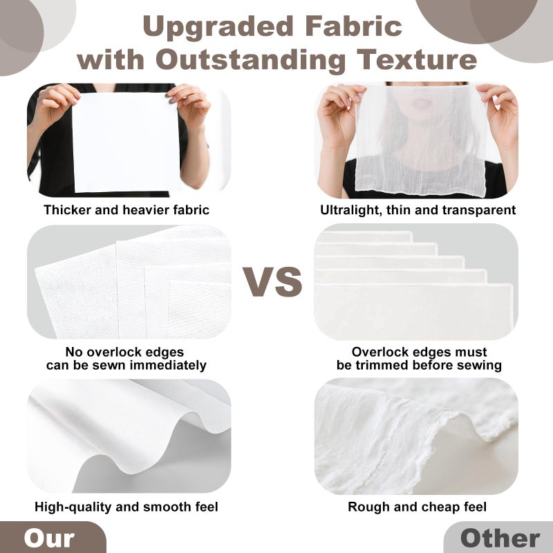 Menintog 100 Pcs10x10 Inches Cotton Fabric Squares Precut Quilting Fabric Bundles White Cotton Fabrics Squares for DIY Beginners Sewing Craft(White) - Image 4