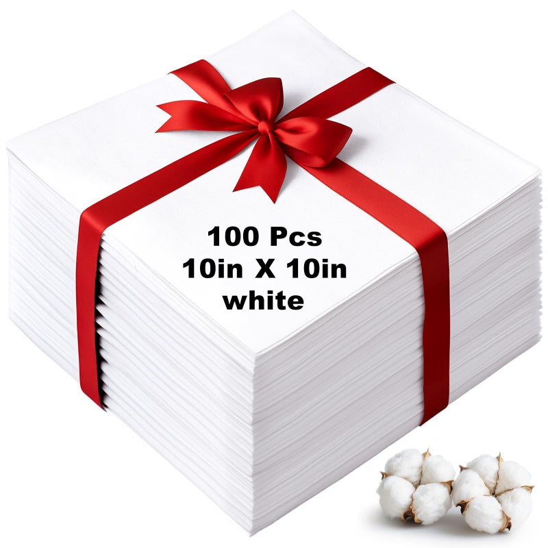 Menintog 100 Pcs10x10 Inches Cotton Fabric Squares Precut Quilting Fabric Bundles White Cotton Fabrics Squares for DIY Beginners Sewing Craft(White) - Image 1