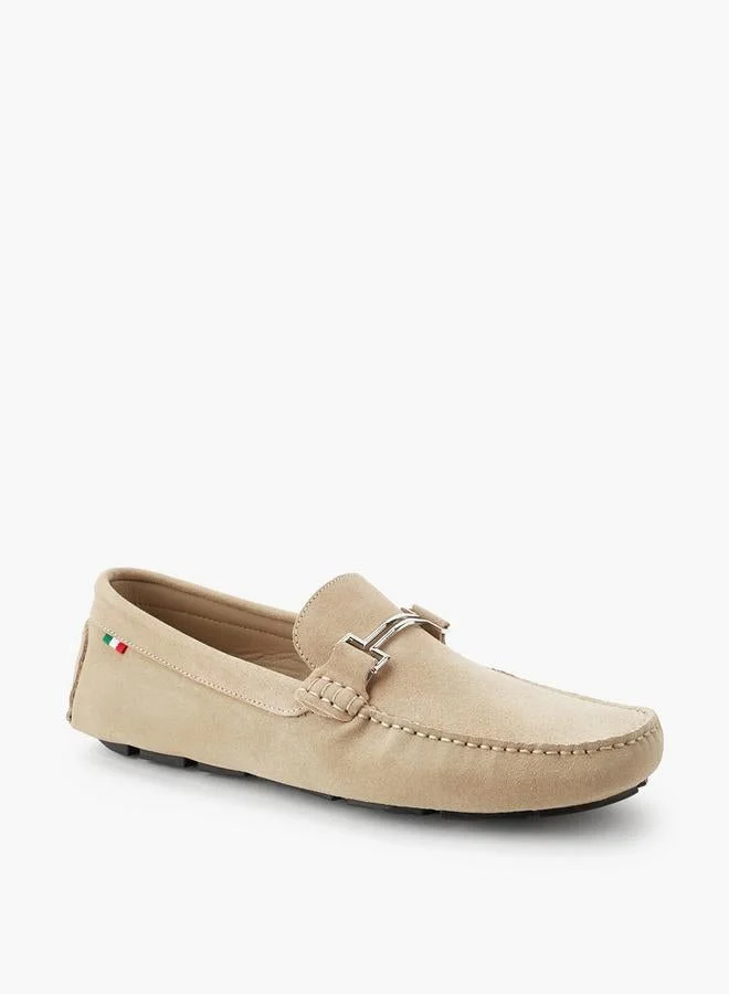 رنزه  رجني Men Metallic Trim Premium Suede Leather Loafers