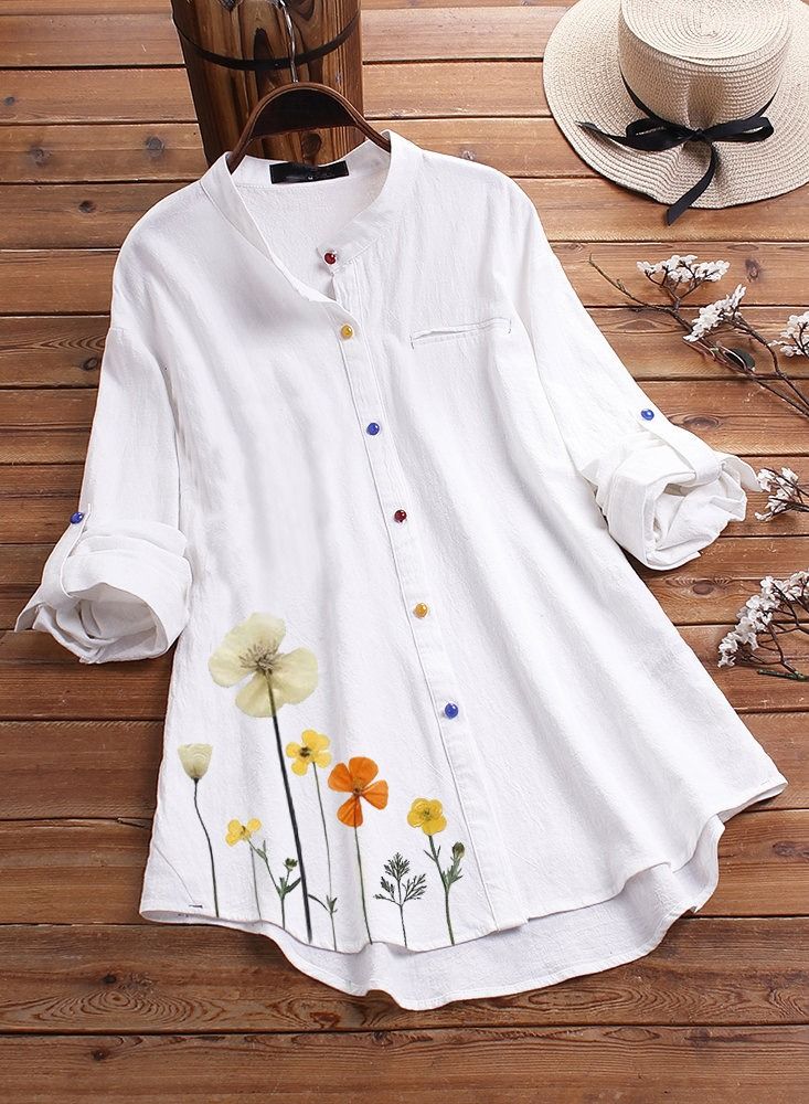 Loquat Women's Spring And Summer New Fashion Printed Cottonfabric Shirt  - Image 1