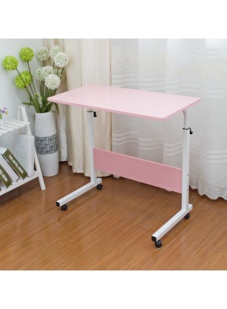 Generic - Adjustable Mobile Table Workstation Laptop Overbed Multi Table with Metal Frame & Rolling Castors - Birch - Image 1