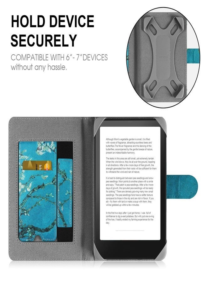 HoYiXi Universal Protective Case for 7 Inch Kindle Paperwhite/Colorsoft 2024, Compatible with 6.8" Paperwhite, Kobo Clara HD/2E eReader, Foldable Stand, Built-in Pocket, Flower Design - Image 2